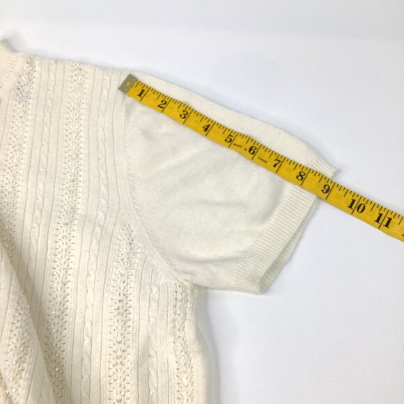 Vintage Alfred Dunner Large Beaded Cable Knit Short Sleeve Sweater Feminine - Picture 8 of 8